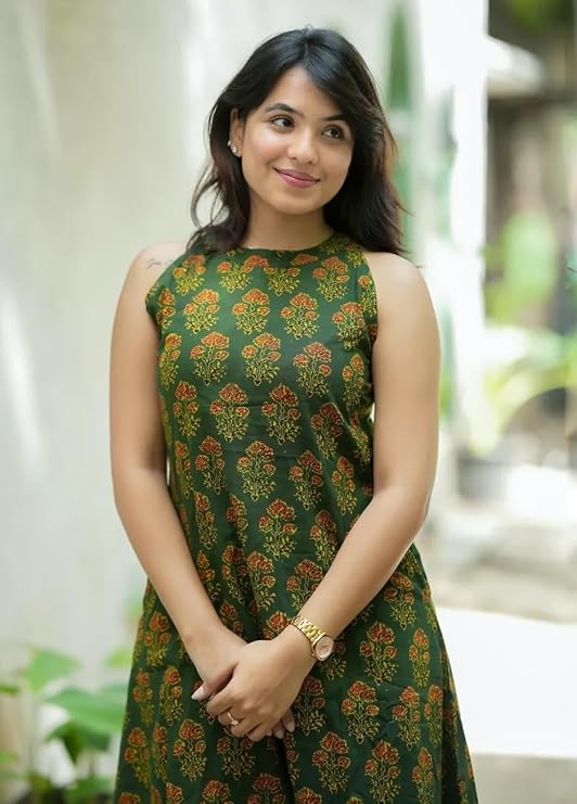 Nermosa Women Pure Cotton Kurta Palazzo Set | Sleeveless Printed Kurta with Palazzo Pants | Summer Friendly, Office Wear Co-Ord Set